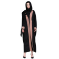Modern Elegant Woman Long Sleeves Black Front Open Abaya Muslim Clothing